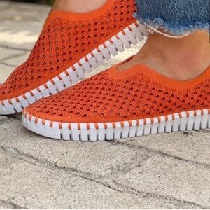 Ilse Jacobsen Orange and White Slip On Sneakers Women’s Size 39